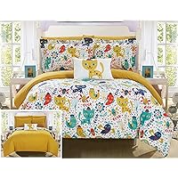 Chic Home Flopsy 8 Piece Reversible Comforter Cute Animal Friends Youth Design Bed in a Bag-Sheet Set Decorative Pillow Shams Included Size, Full, Yellow