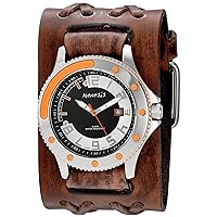 Nemesis Men's 'Sporty Series' Quartz Stainless Steel and Leather Watch, Color:Brown (Model: BVDXB105N)