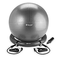 Essentials Balance Ball & Base Kit, 65cm Yoga Ball Chair, Exercise Ball with Inflatable Ring Base for Home or Office Desk, Includes Air Pump