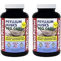 Psyllium Husks Veg Caps - 180 Count (2 Pack) (625mg) - Vegan, Non-GMO, Gluten Free, Colon Cleanser, Daily Fiber Supplement for Gut Health & Regularity