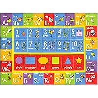 KC Cubs ABC Alphabet, Numbers & Shapes Educational Learning & Fun Game Play Area Rug for Kids Bedroom, Toddler Classroom and Baby Playroom