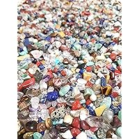 JM 1.1 lb Mixed Nature Stones & Crystal Tumbled Chips Gemstone Crushed Pieces Irregular Shaped Jewelry Making Home Crafts Projects Flower Pot Fish Tank Decoration Gift