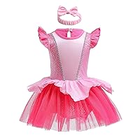 Dressy Daisy Infant Baby Girl Princess Romper Costume Onesie Fancy Dress Bodysuit Halloween Birthday Outfit with Headband