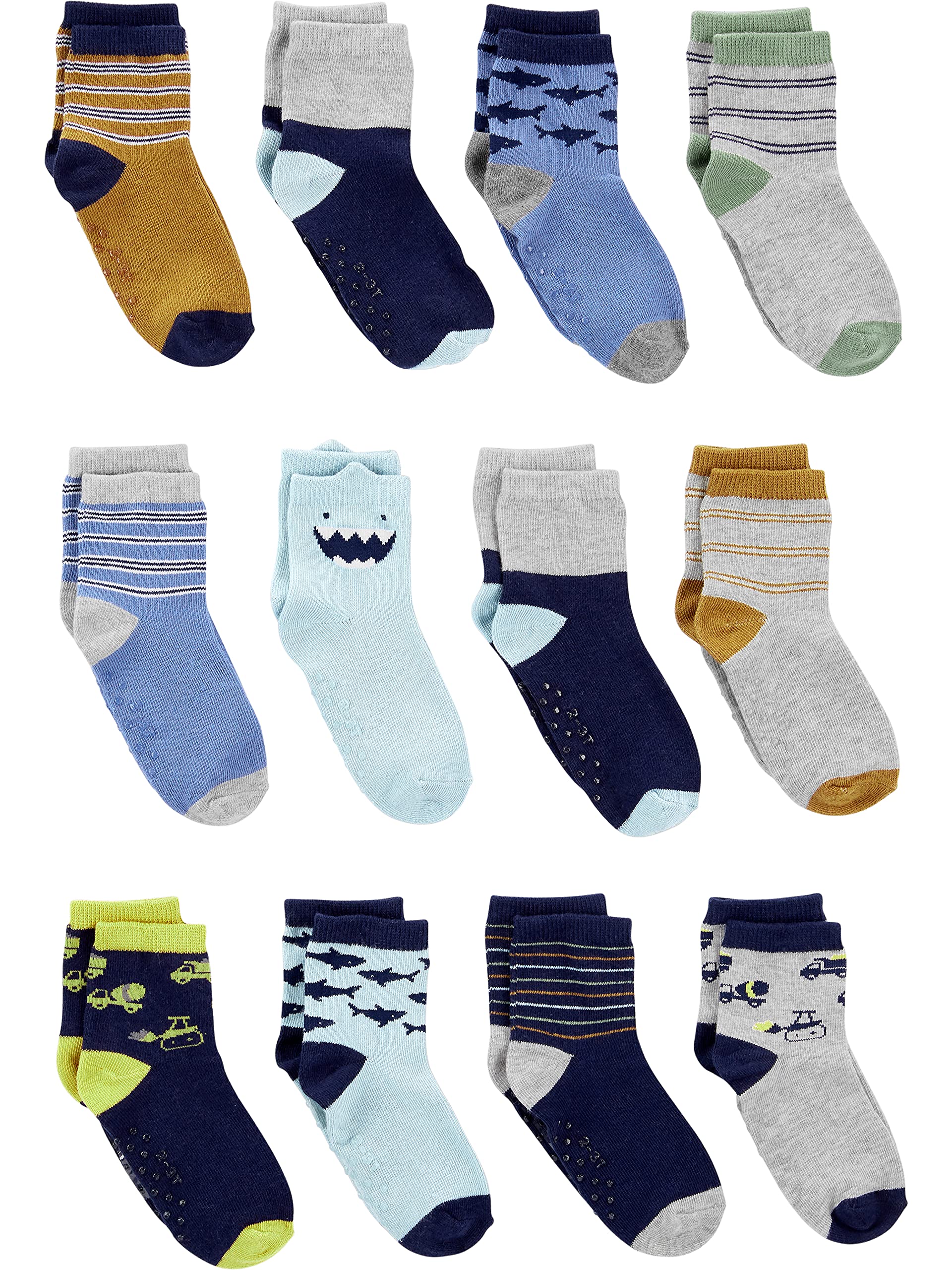 Simple Joys by Carter's Baby 12-Pack Socks, Multicolor/Monster/Sharks/Stripe, 4-5T