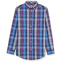 IZOD Boys' Long Sleeve Plaid Button-Down Dress Shirt