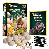 NATIONAL GEOGRAPHIC Dinosaur Dig Kit - 12 Dino Shaped Dig Bricks with Dinosaur Figures Inside & Excavation Tool Sets, Egg Hunt or Dig Party Activity, Great STEM Toy for Boys & Girls