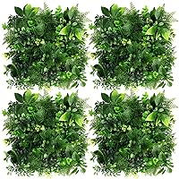 Aboofx Dense Grass Wall Panels, 4 Packs 10 x 10 inch Artificial Greennery Wall Panels Fake Faux Grass Wall Decoration, Boxwood Panels for Garden Fence Covering Privacy, Outdoor Indoor Home Decor