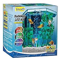 Tetra Bubbling LED Aquarium Kit 1 Gallon, Hexagon Shape, With Color-Changing Light Disc,Green (Packaging may vary) , 1 gallon (7.5 x 7.5 x 7.7