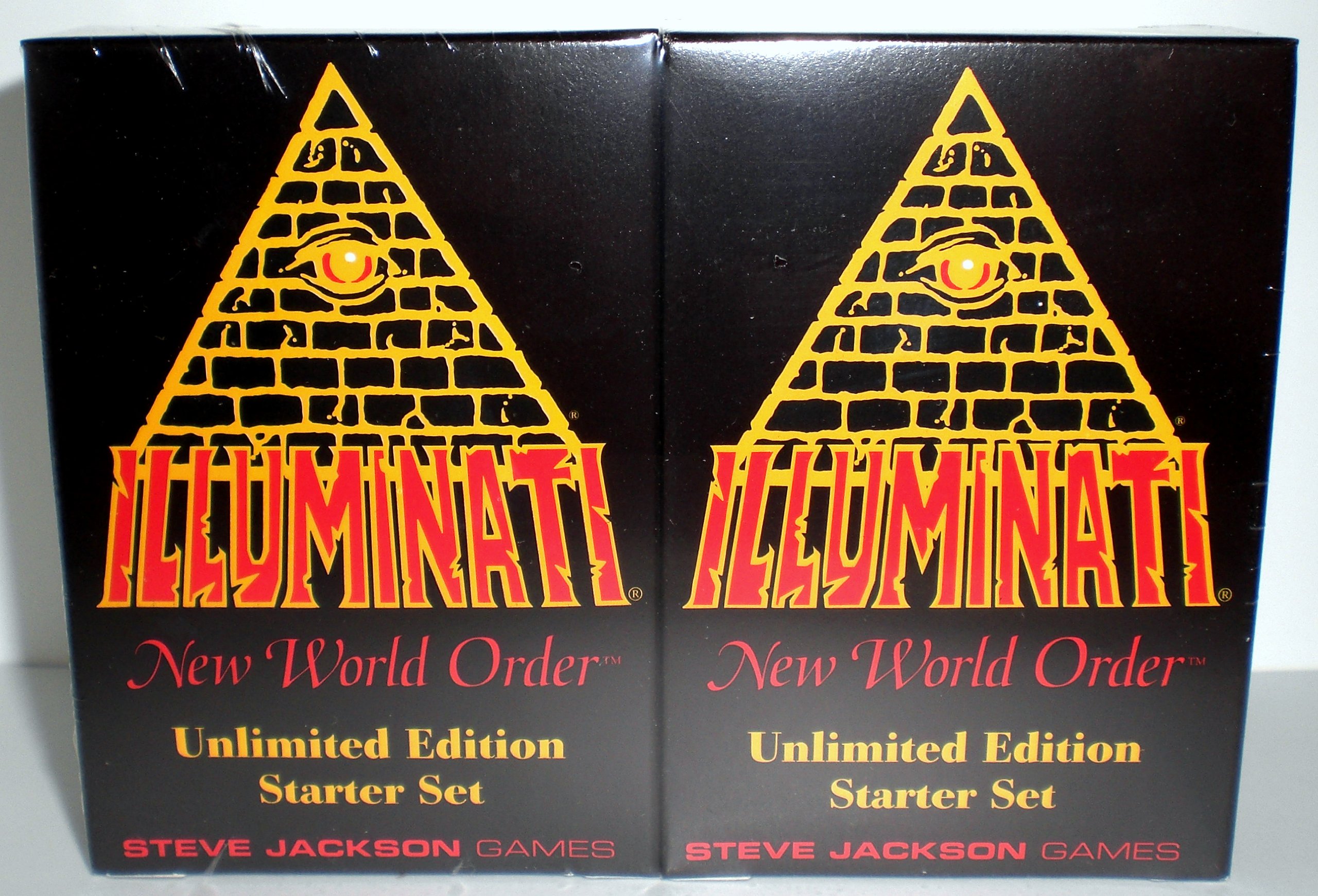 Illuminati New World Order Card Game Unlimited Edition Starter set Second Printing with colored Titles by Steve Jackson 1994-1995