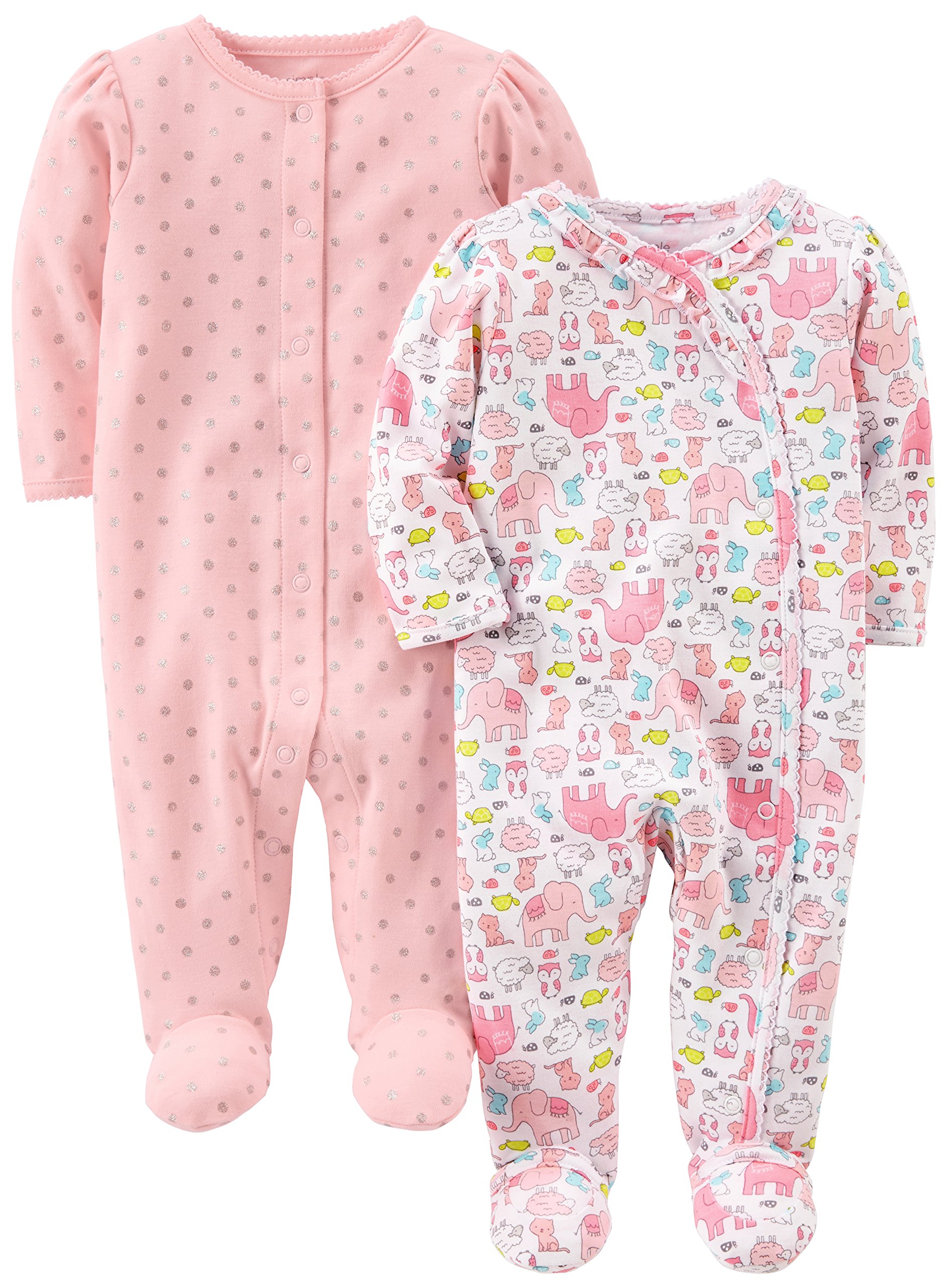 Simple Joys by Carter's baby-girls 2-pack Cotton Snap Footed Sleep and Play