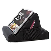 Brookstone, Memory Foam Lap Desk Tablet/Phone/iPad/E-Book Reader Holder, 2 Viewing Angles, 2 Side Storage Pockets for Extra Accessories, Perfect for Car, Travel, and Bedroom