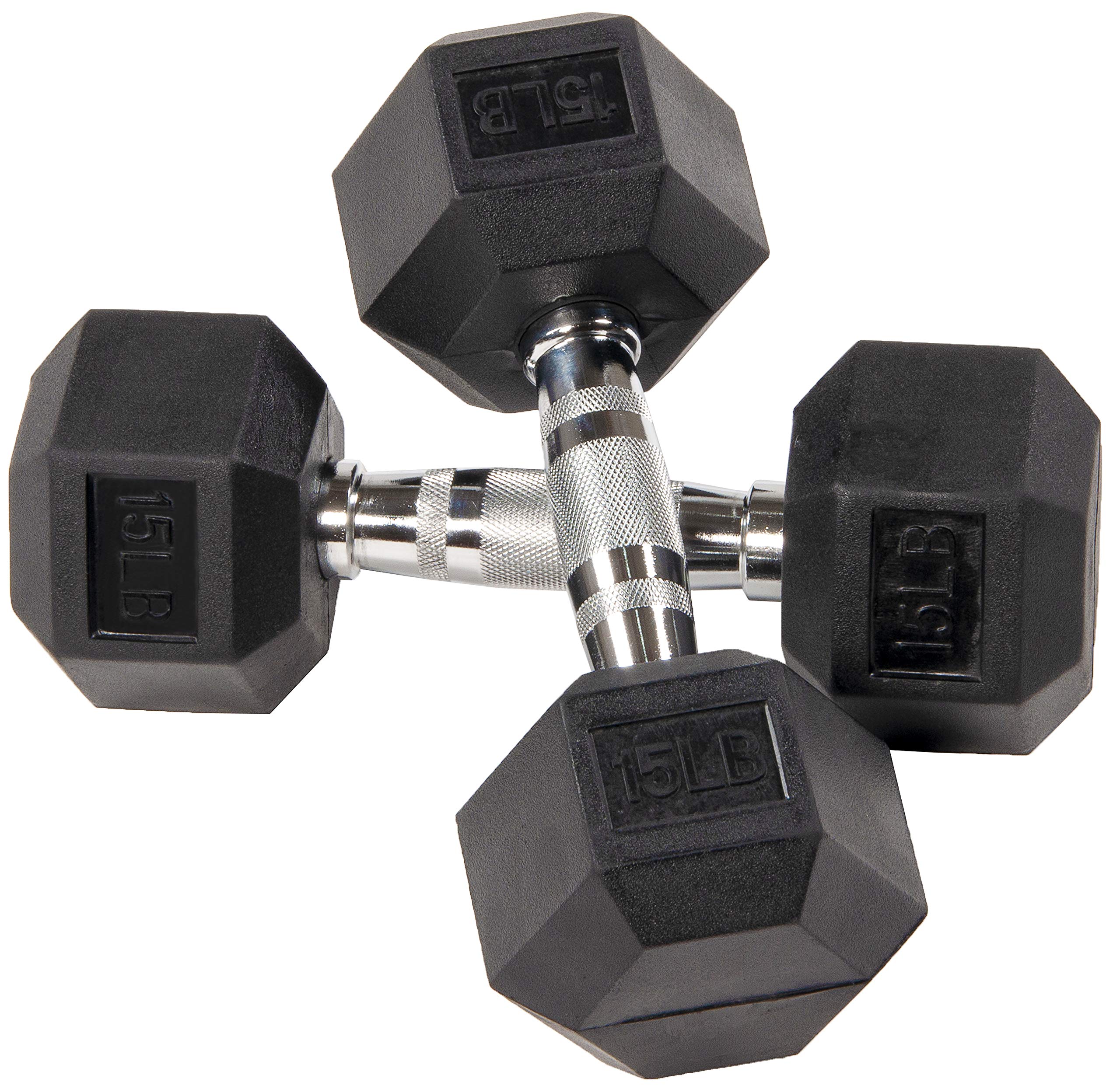 Signature Fitness Rubber Encased Hex Dumbbell, Pairs or Sets, Multiple Packages