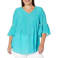 Avenue Women's Plus Size Tunic Pleat Lace