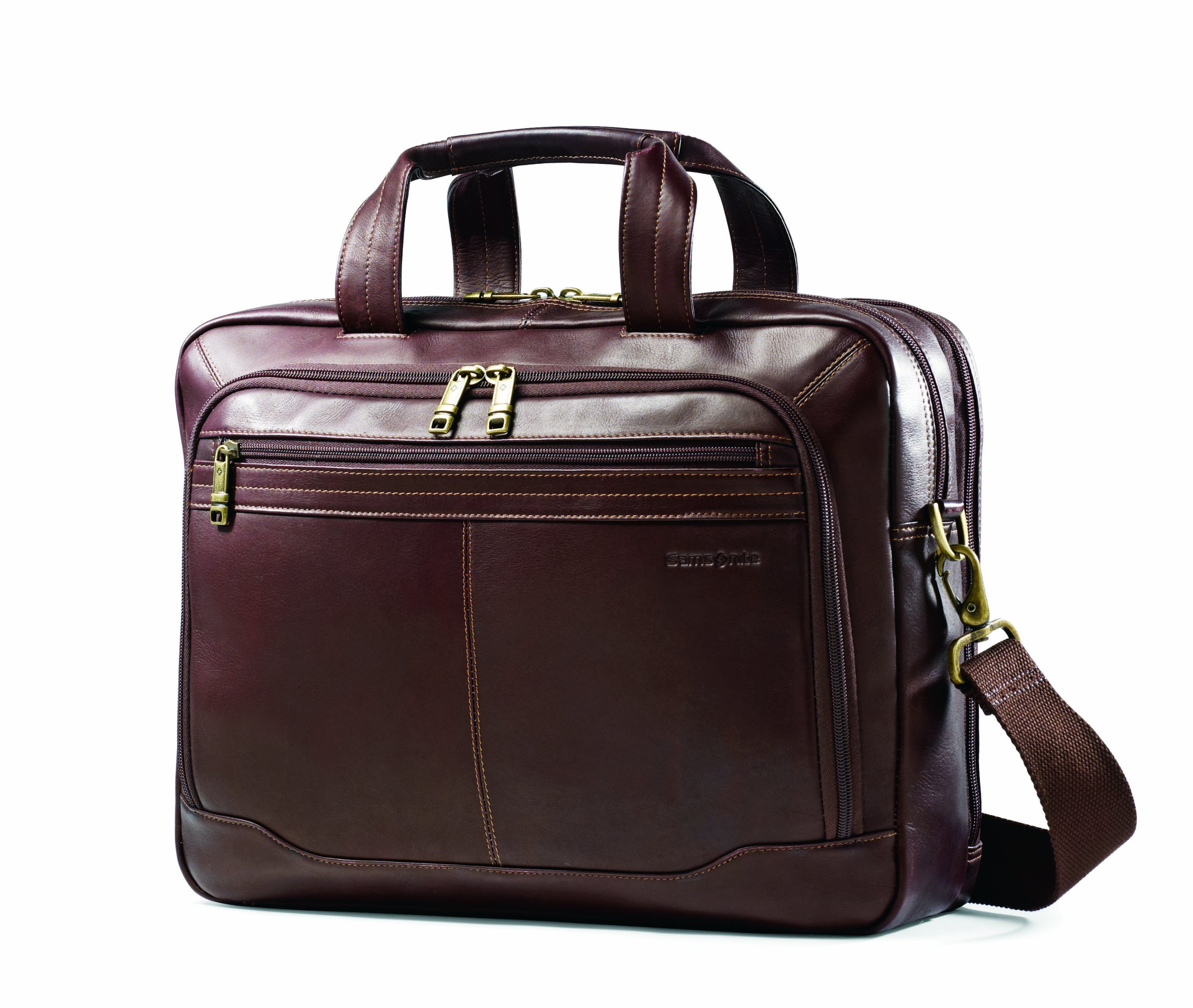 Samsonite Columbian Leather Briefcase, Brown, Top Loader