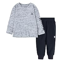 Hurley boys Long Sleeve Soft Basic Cloud Slub T-shirt and Shorts 2-piece Outfit Set2-Piece Outfit Set