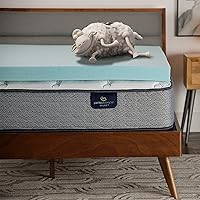 Serta ThermaGel Cooling, Pressure-Relieving Memory Foam Mattress Topper, 3 Inch, Full,Blue