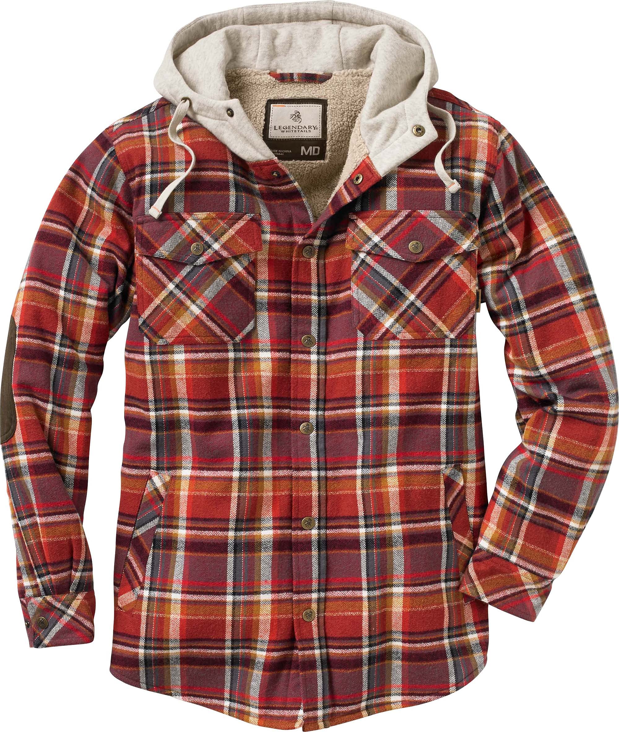 Legendary Whitetails Men's Camp Night Berber Lined Hooded Flannel Shirt Jacket