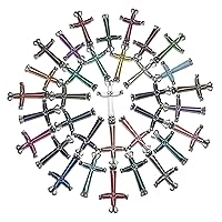 Lot of 10 (10 Cross Necklace) Made in USA Assorted Color