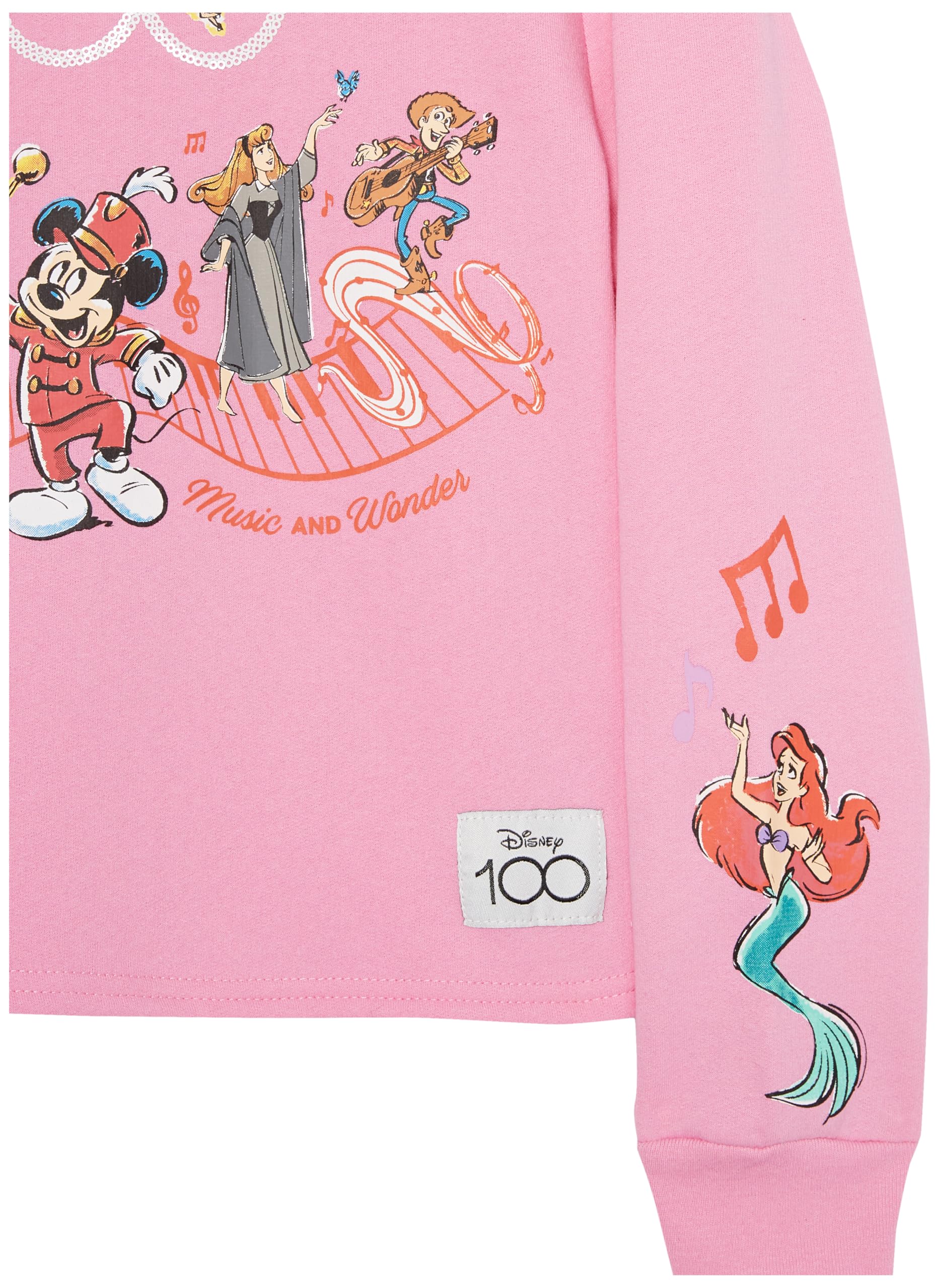 Disney Girls D100 Character Fleece Cropped Hoodie & Jogger Set - Mickey, Stitch, Elsa, Mirabel - Girls 4-16