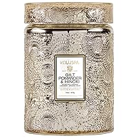 Gilt Pomander and Hinoki Candle | 18 Oz | Large Glass Jar with Matching Glass Lid | Holiday Scent | All Natural Wicks and Coconut Wax for Clean Burning