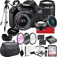 Canon EOS 2000D (Rebel T7) DSLR Camera with 18-55mm f/3.5-5.6 Zoom Lens, 64GB Memory,Case, Tripod and More (28pc Bundle)