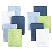 Little Treasure Unisex Baby Rayon from Bamboo Luxurious Washcloths, Denim Lime 10-Pack, One Size