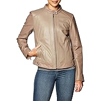 Cole Haan Racer Leather Jacket Women Love to Have in Their Closet, Taupe, Large
