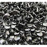 Gun Black Double Cap Rivets Plane Cap 9mm and Post 6mm Pack of 100 Sets