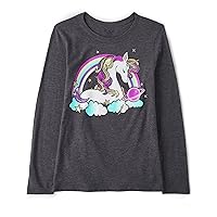 The Children's Place Girls' Long Sleeve Animal Graphic T-Shirt