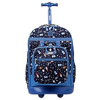 J World New York Unisex Kid's Duo Rolling Backpack with Lunch Box Set, Spaceship, One Size