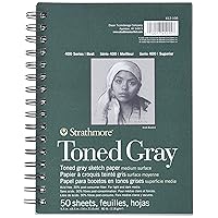 Strathmore 400 Series Sketch Pad, Toned Gray, 5.5x8.5 inch, 50 Sheets - Artist Sketchbook for Drawing, Illustration, Art Class Students