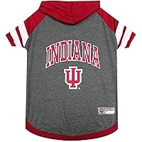 Pets First NCAA Indiana Hoosiers Hoodie for Dogs & Cats, X-Small. | Collegiate Licensed Dog Hoody Tee Shirt | Sports Hoody T-Shirt for Pets | College Sporty Dog Hoodie Shirt. (IND-4044-XS)