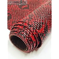 Vinyl Fabric Embossed Texture Rattlesnake Fake Leather Sold by The Yard (Ruby Red)