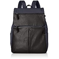 Isaac 2060448 Nylon and Cowhide Leather Combination Series Rucksack, Size M, Navy