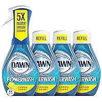 Dawn Platinum Powerwash Dish Spray, Dish Soap, Lemon Scent Refill, 16 oz, 1 Starter Kit + 3 Refills, 4 Total