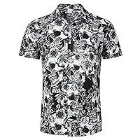 Fanient Mens Hawaiian Shirt Summer 3D Print Casual Short Sleeve Button Down Graphic Aloha Dress Shirts