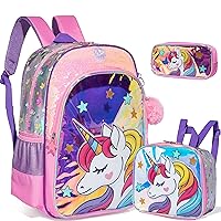 Unicorn Backpacks for Girls Kids School Cute Bookbag for Kindergarten Elementary Sequin School Backpack for Girls Lightweight School Bag with Lunch Box