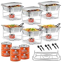 Disposable Chafing Dish Buffet Set, Foldable Rack for Storage Convenience, 6 Half Size Pans (9x13) Food Warmers for Parties & BBQ's, Catering Buffet Servers and Warmers Set for Indoor/Outdoor Events