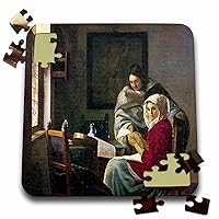 3dRose Girl Interrupted at Her Music by Johannes Vermeer, c. 1660 - Puzzle, 10 by 10-inch (pzl_172979_2)