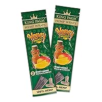 King Palm Wraps and Tips - 2 Wraps and Tips per Pack, 2 Packs - Natural Rolling Wrap with Filter Tips - (Honey Mango)