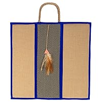 SmartyKat Clever Claws Carpet & Burlap Hanging Cat Scratch Mat - Brown/Gray with Blue Trim, One Size