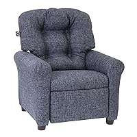 THE CREW FURNITURE Traditional Kids Recliner, Toddler Ages 1-5 Years, Home Décor Polyester Linen, Gray