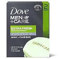 Dove Men+Care Body and Face Bar to Clean and Hydrate Skin Extra Fresh Body and Facial Cleanser More Moisturizing Than Bar Soap 3.75 oz 2 Bars