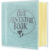 Self Adhesive Page Photo Album, Our Adventure Book Linen Cover Wedding Anniversary Graduation Family Travel Photo Albums Holds 3X5, 4X6, 6X8, 8X10 Photos (Light Green)