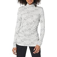 Rebecca Taylor Women's Forget Me Not Fleur Ruched Turtleneck, Ivory Combo, Extra Small