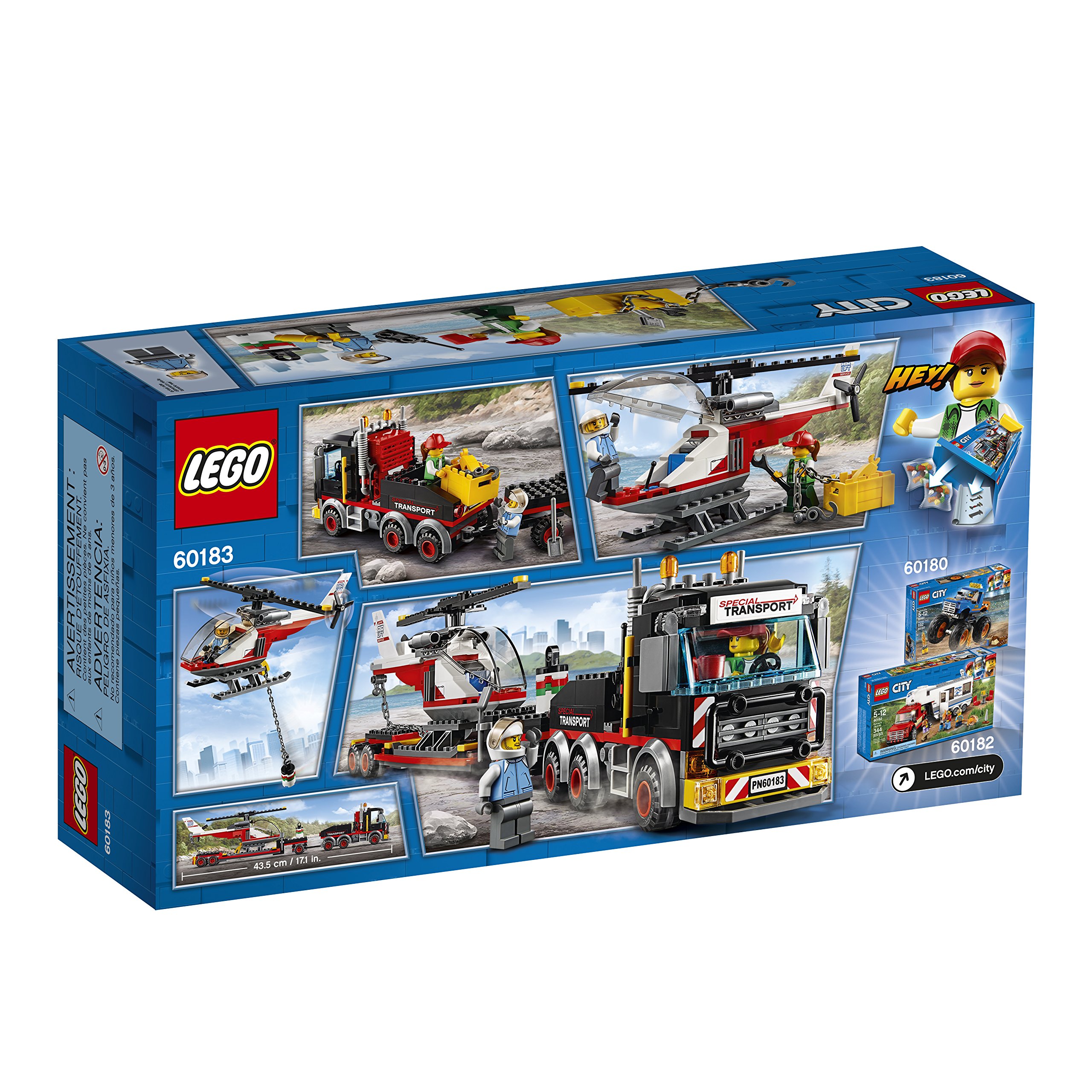 LEGO City Heavy Cargo Transport 60183 Toy Truck Building Kit with Trailer, Toy Helicopter and Construction Minifigures for Creative Play (310 Pieces) (Discontinued by Manufacturer)