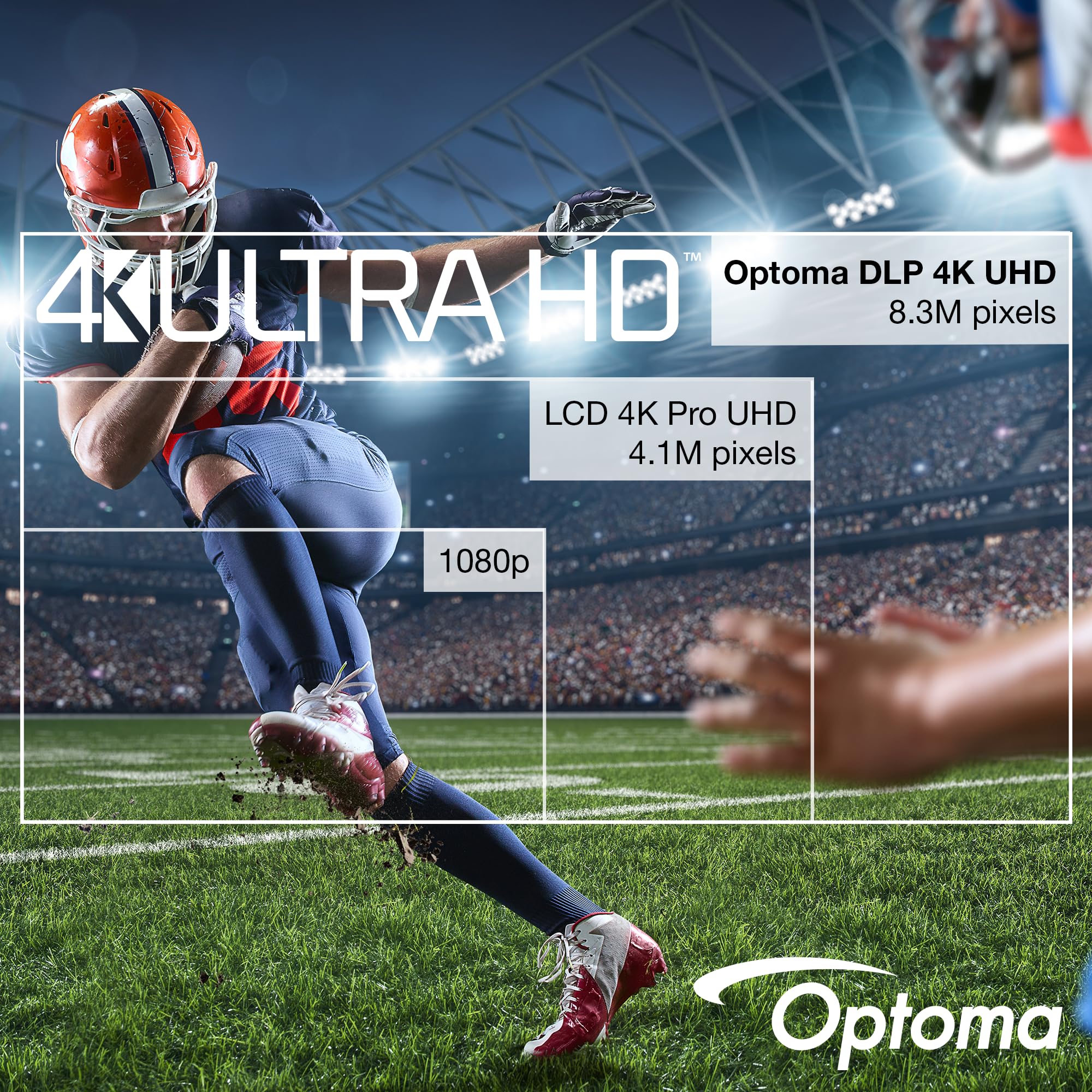 Optoma UHZ66 Compact Long Throw True 4K UHD Laser Home Cinema and Gaming Projector, 4000 Lumens