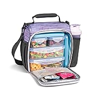 JAXX Meal Prep Lunch Box With Containers, Ice Packs, and Shaker Bottle For Men and Women, 9pc. Meal Prep Kit Lunch Bag With Containers Included