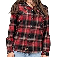 Womens Cottage Escape Flannel Long Sleeve Plaid and Solid Color Clothes, Fitted Button Down