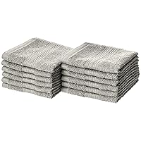 Amazon Basics - 12 Piece Fade Resistant Washcloth, 100% Cotton, Gray, 12